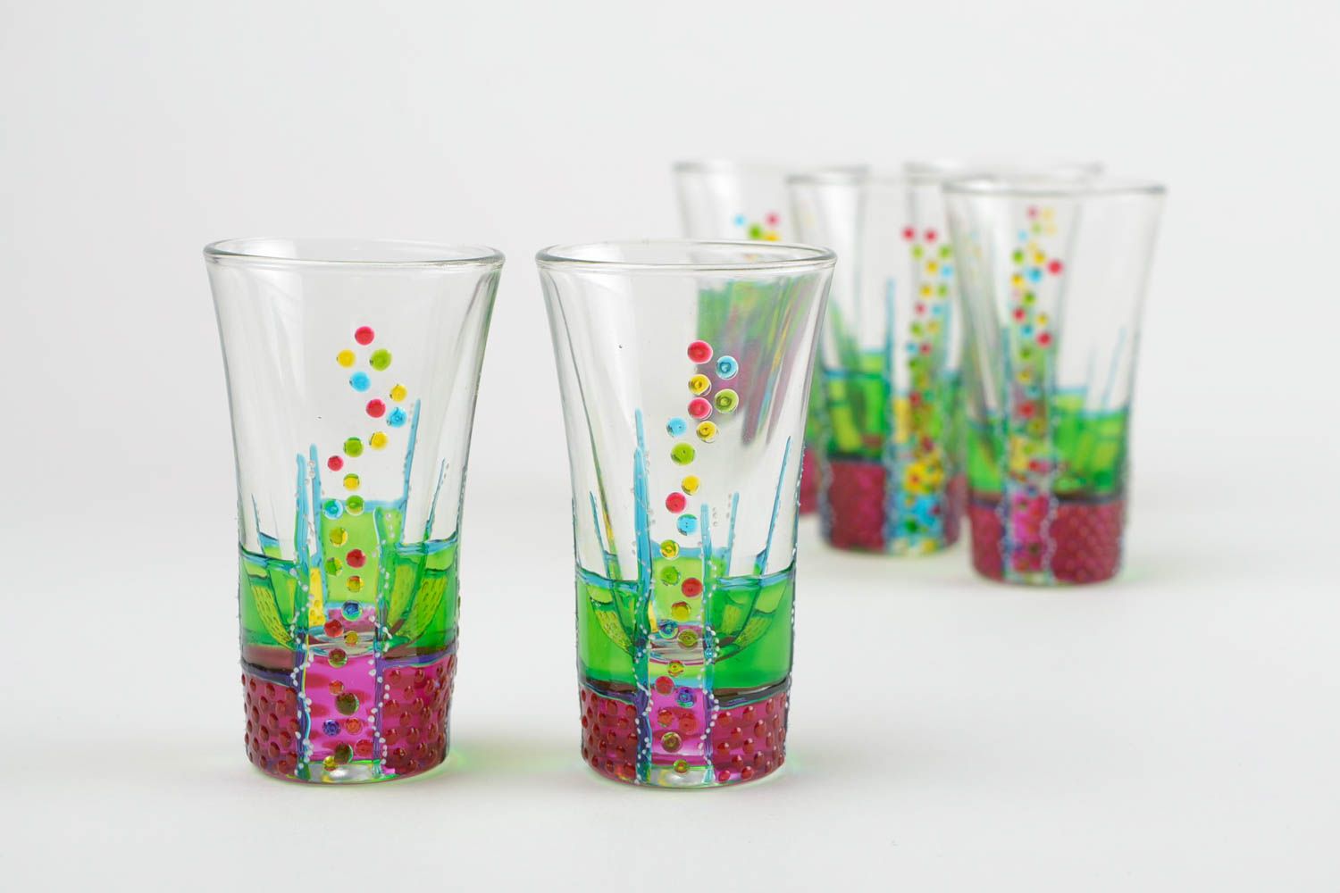 Handmade set of shot glasses unique glassware designer present kitchen decor photo 1
