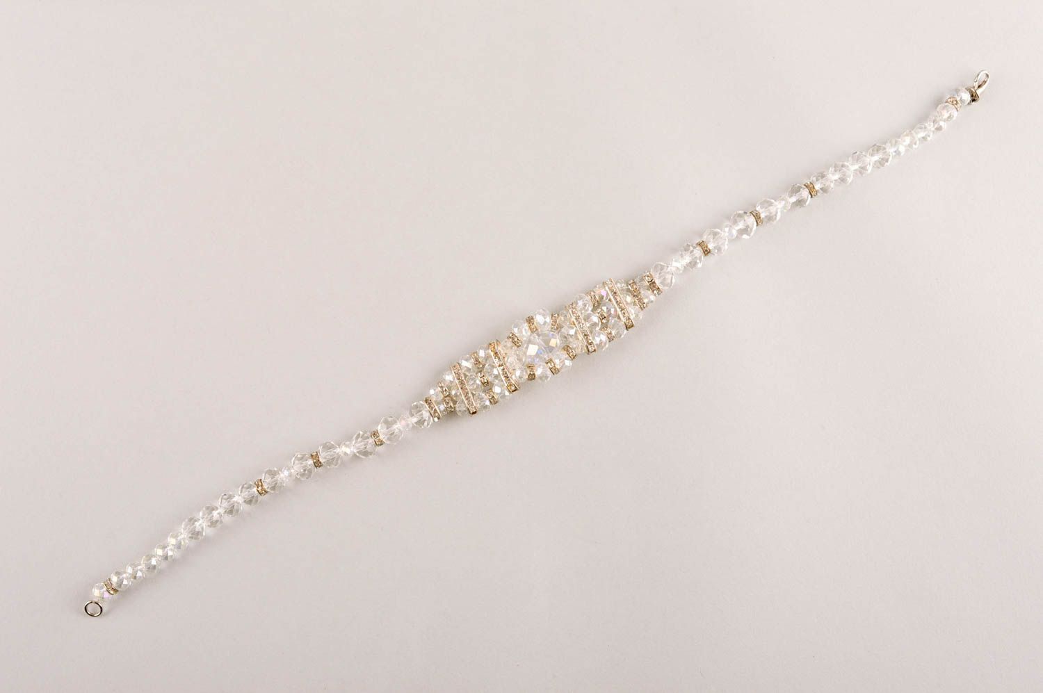 Collier blanc de soirée Bijou fait main strass cristal métal Accessoire femme photo 5