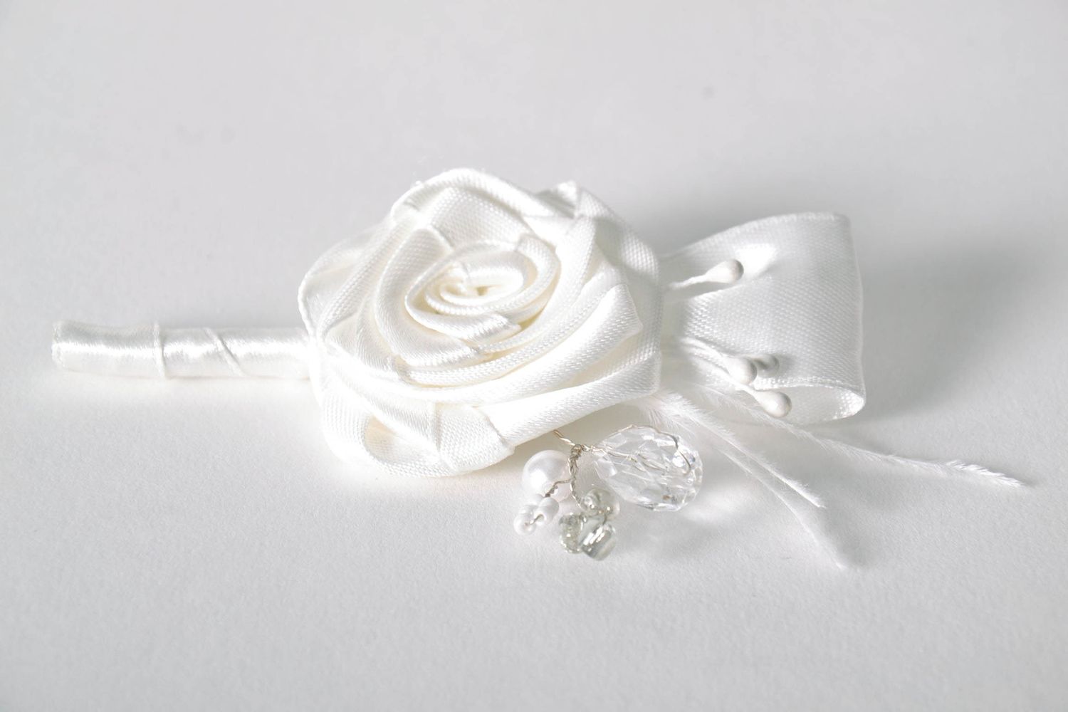 Boutonnière mariage fleur en tissu faite main photo 2