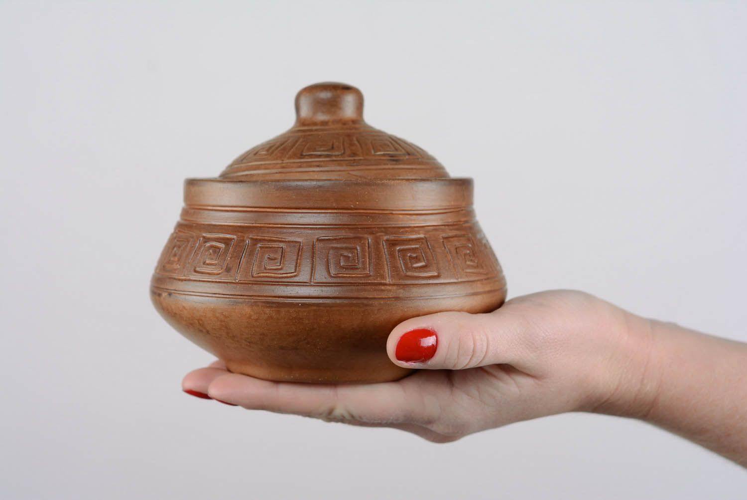 Pot en céramique avec couvercle fait main photo 2