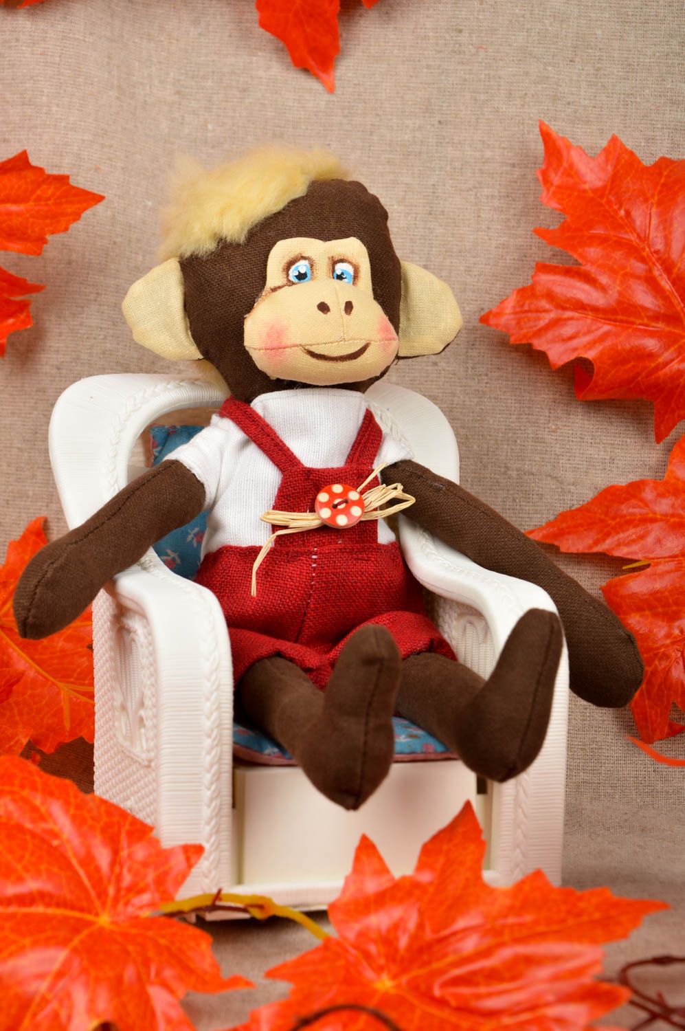 Игрушка обезьянка ручной работы детская игрушка интерьерная мягкая игрушка  фото 1