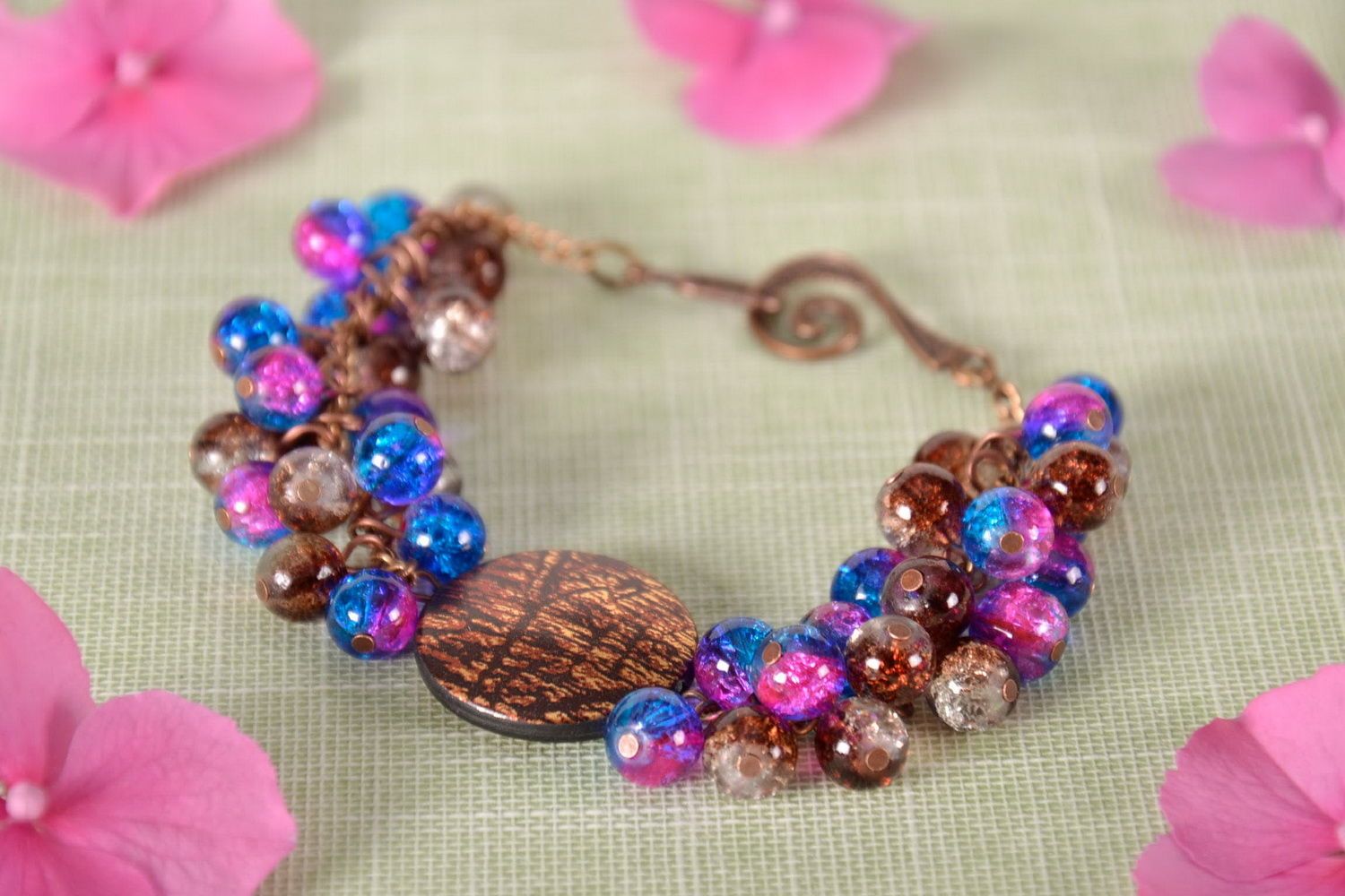 Handmade bracelet made from multi-colored beads photo 1