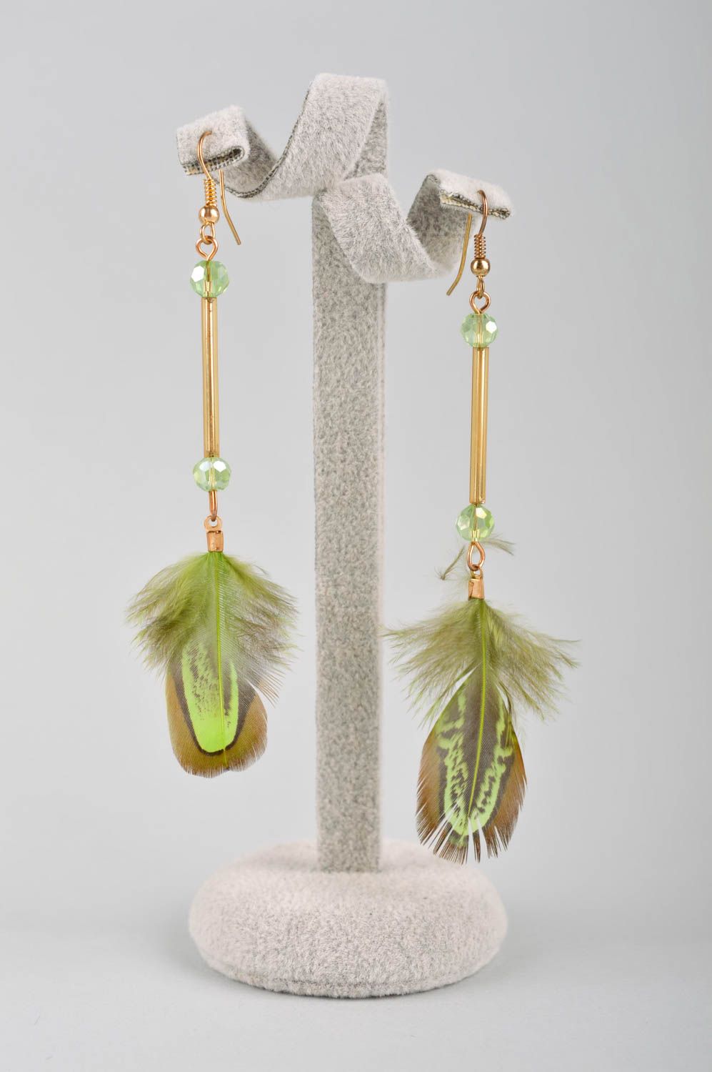 Feather earrings with charms fashion accessories feather jewelry summer jewelry photo 2