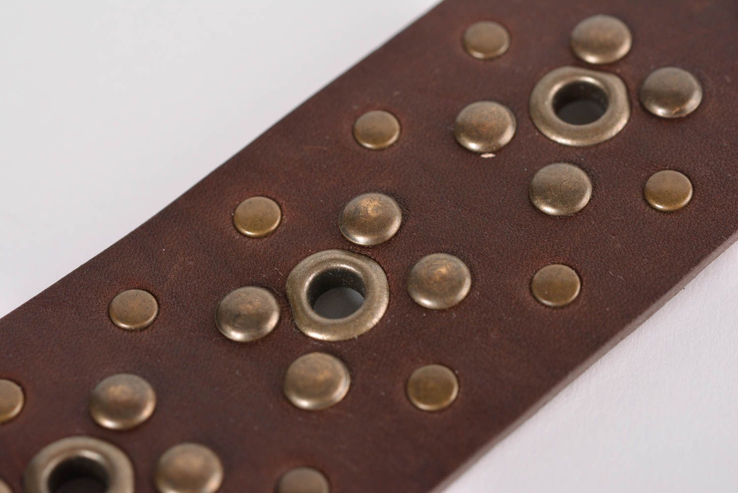 Handmade designer leather bracelet wide wrist bracelet accessory with rivets photo 5