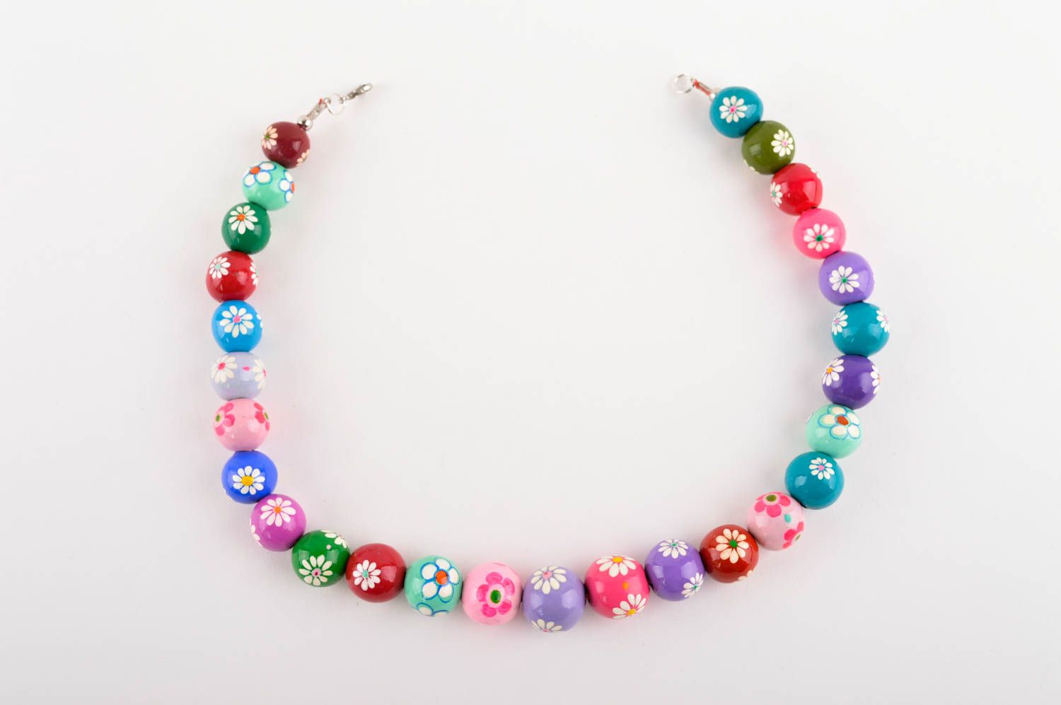 Collier multicolore Bijou fait main perles en argile design floral Cadeau femme photo 5