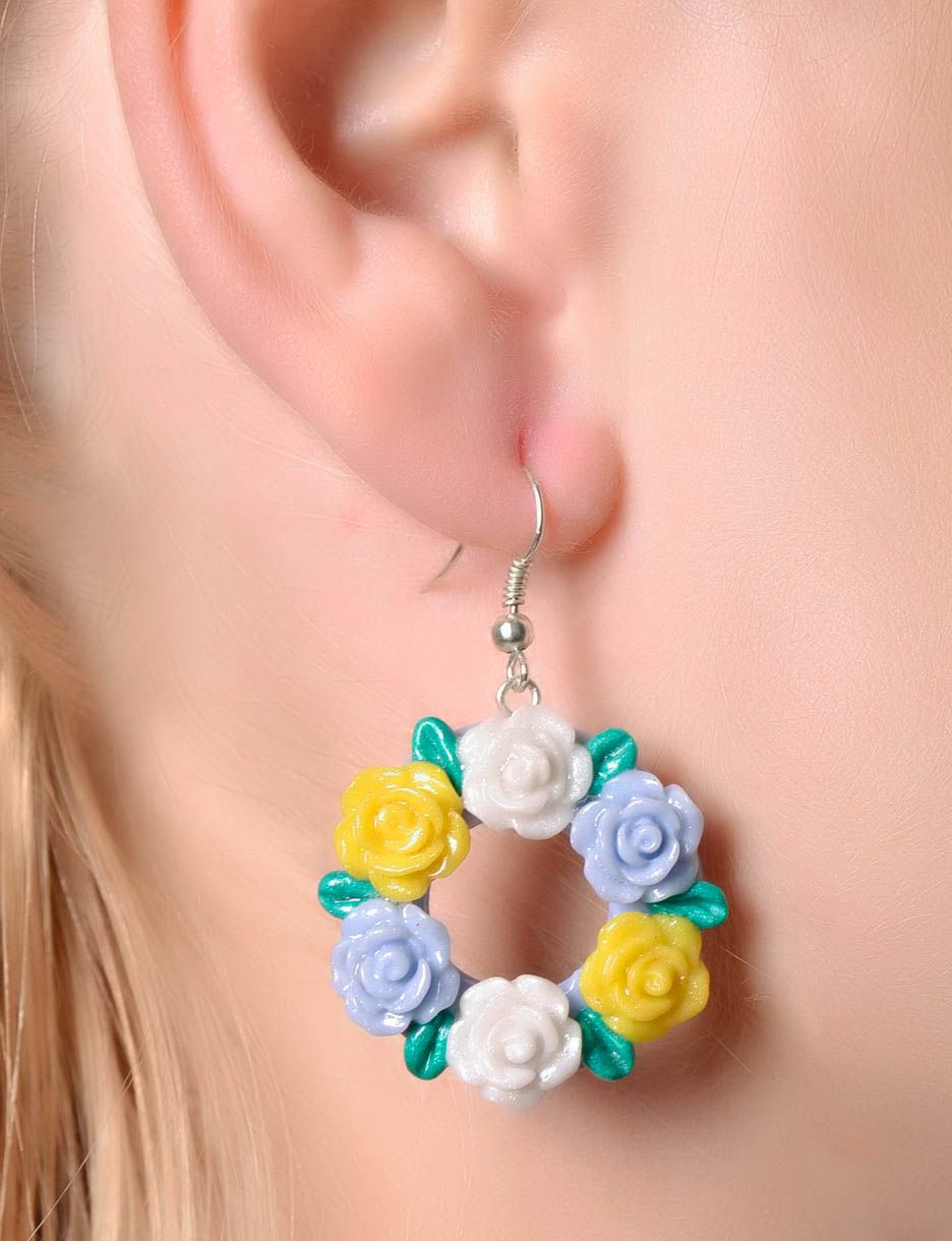 Earrings Wreath Made of Roses photo 4