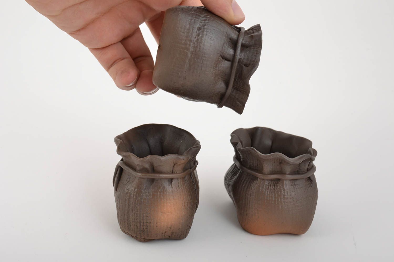 Set de pots à épices céramiques faits main noirs sacs 3 pièces 75 g design photo 5