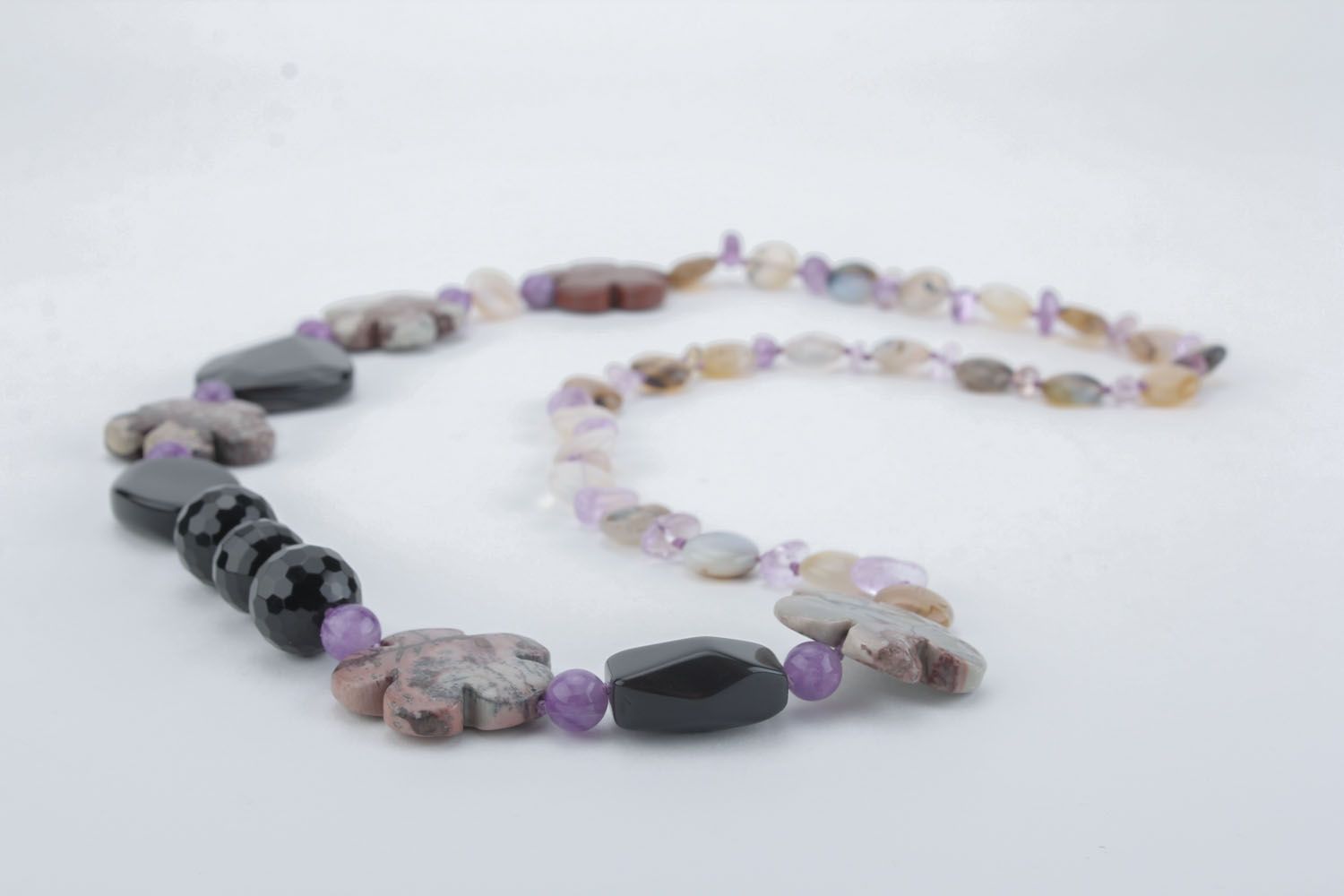 Unusual bead necklace with natural stones photo 3