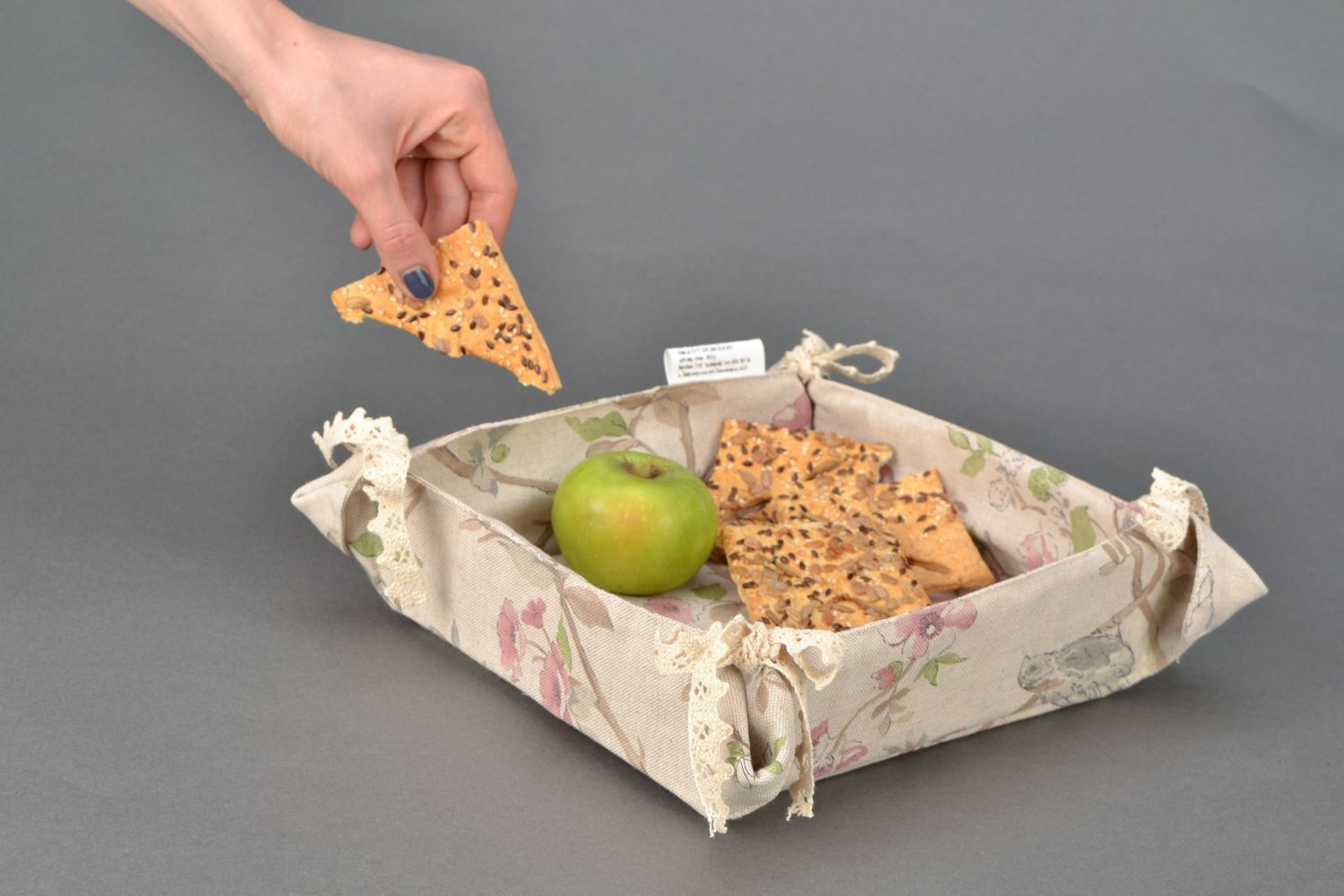 Handmade designer breadbox with lace Flowers photo 2