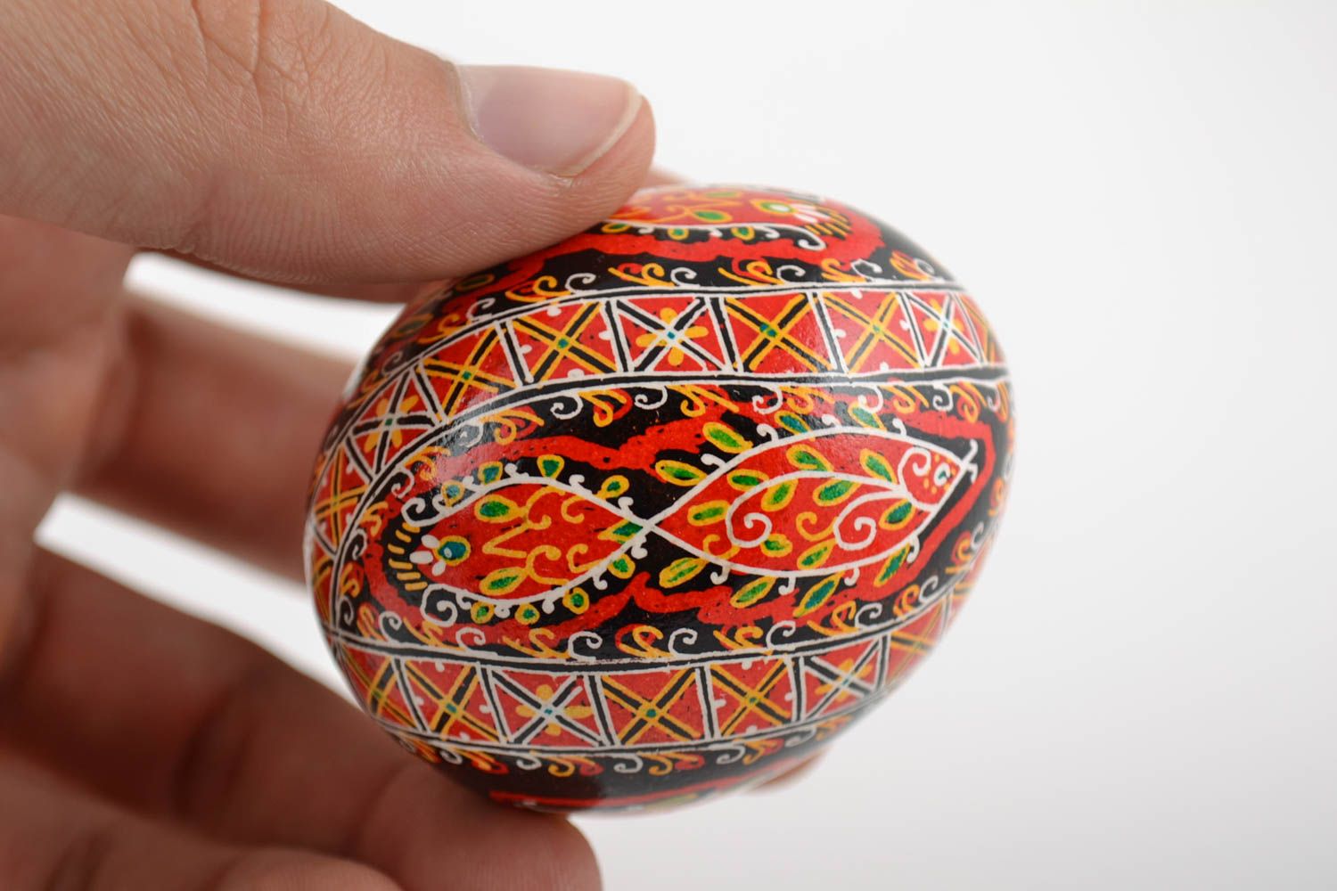 Red and black beautiful handmade painted Easter egg for home decor photo 2