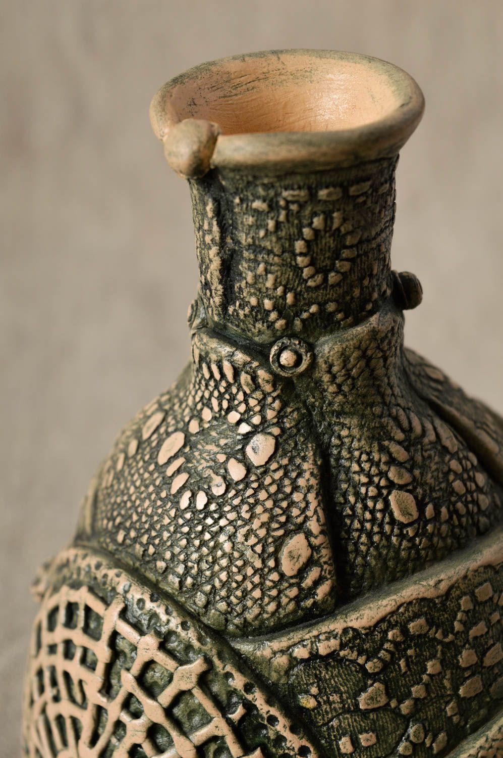 Ваза из глины ручная работа керамическая ваза для цветов красивая ваза маленькая фото 4