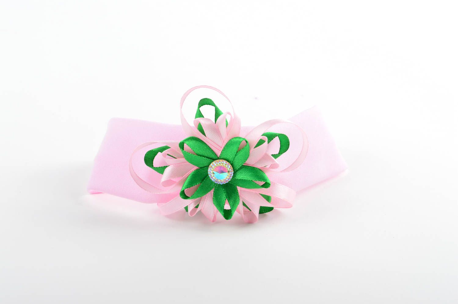 Haarband mit Blumen schöner handgemachter Schmuck Accessoire für Haare in Rosa foto 4