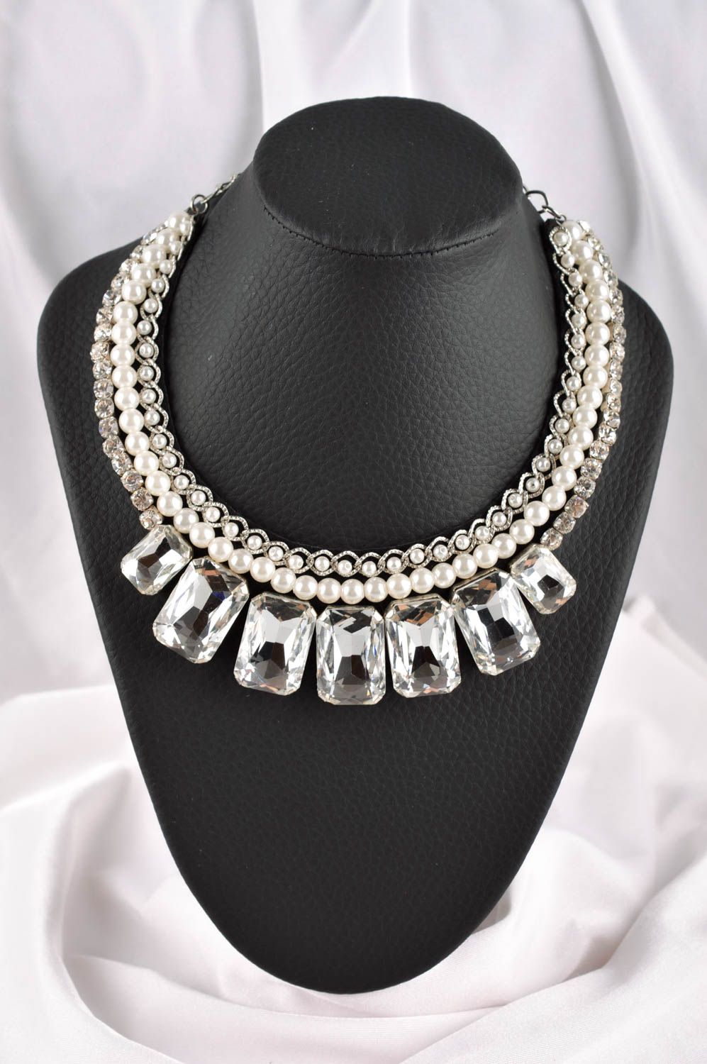 Collier mode Bijou fait main cristaux strass fausses perles Cadeau femme photo 1