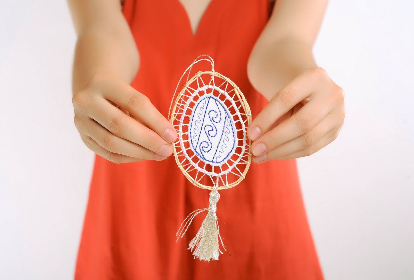 Decorative pendant with embroidery Egg photo 2