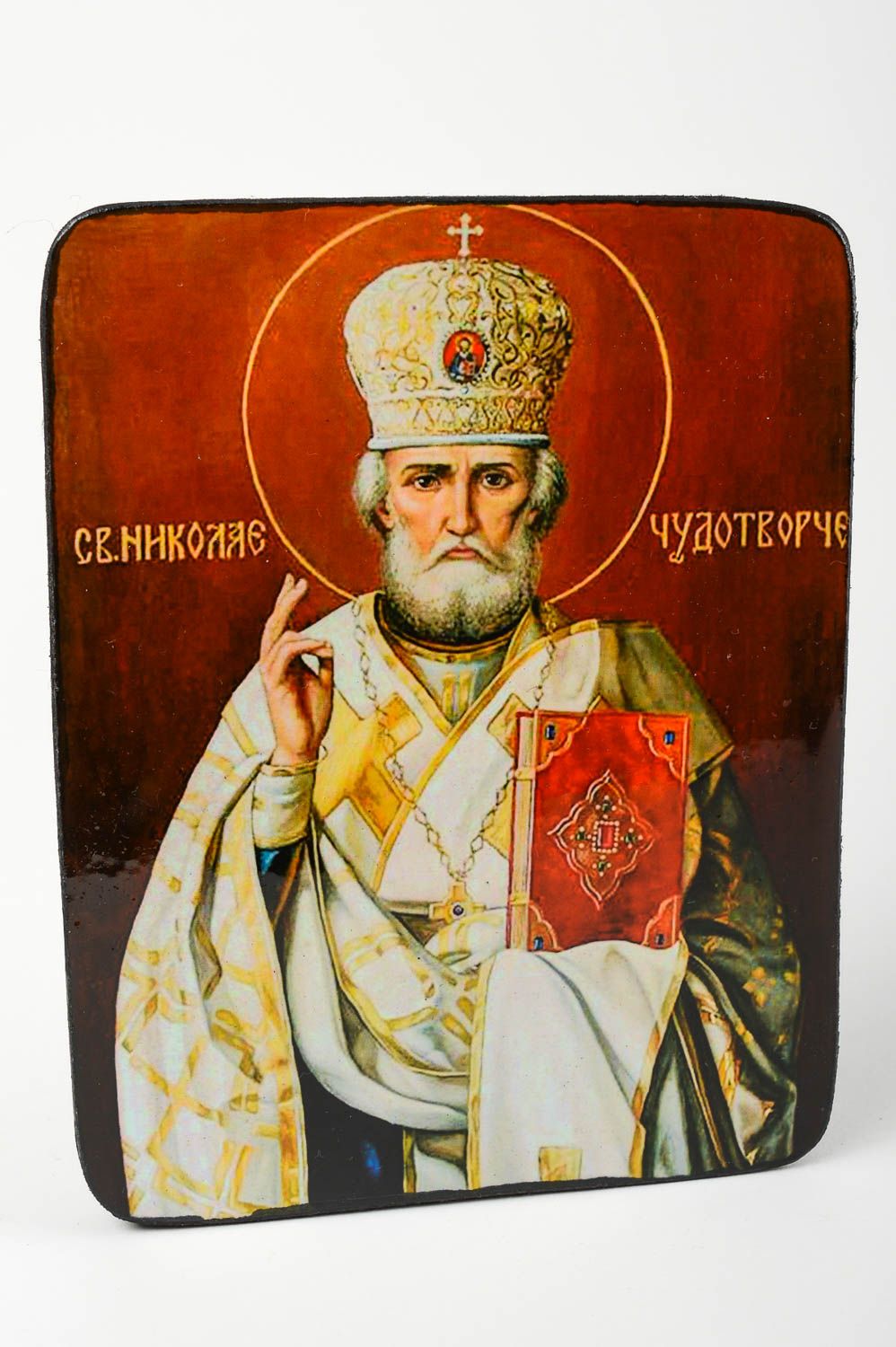 Икона ручной работы икона Николая Чудотворца православная икона красивая фото 3