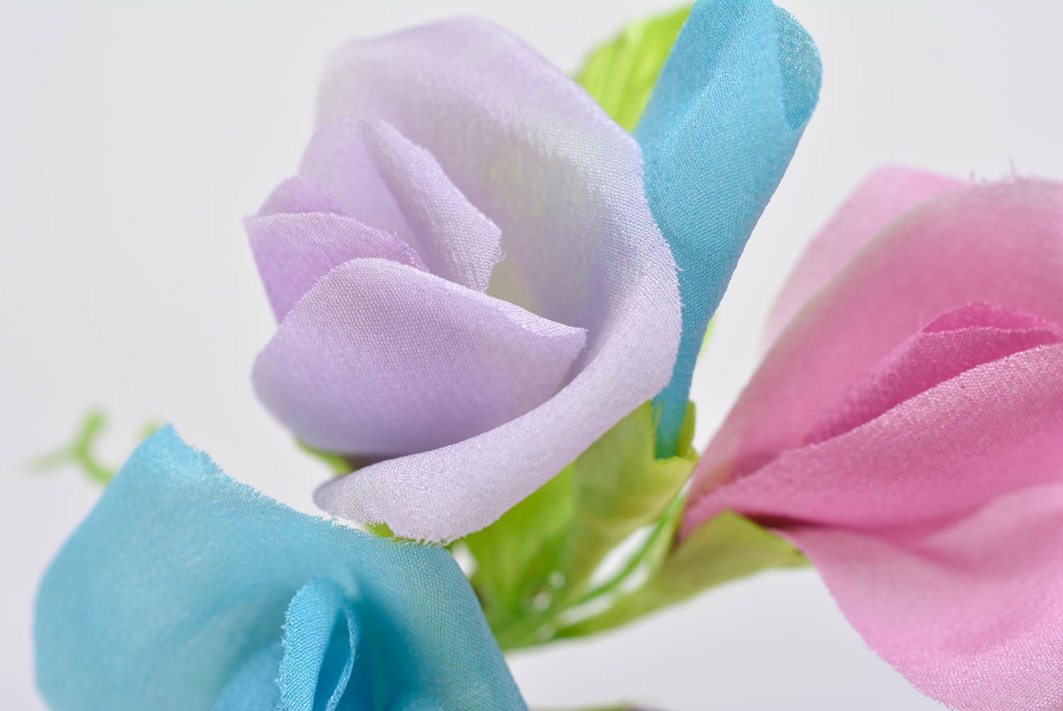 Broche con flores hecho a mano de seda original multicolor foto 3