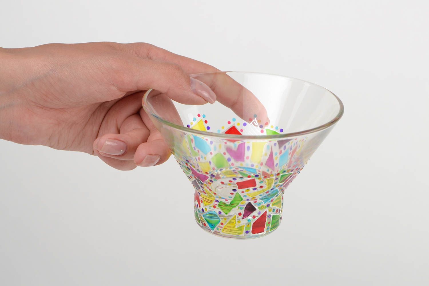 Beautiful handmade glass salad bowl glass ware kitchen designs gift ideas  photo 2