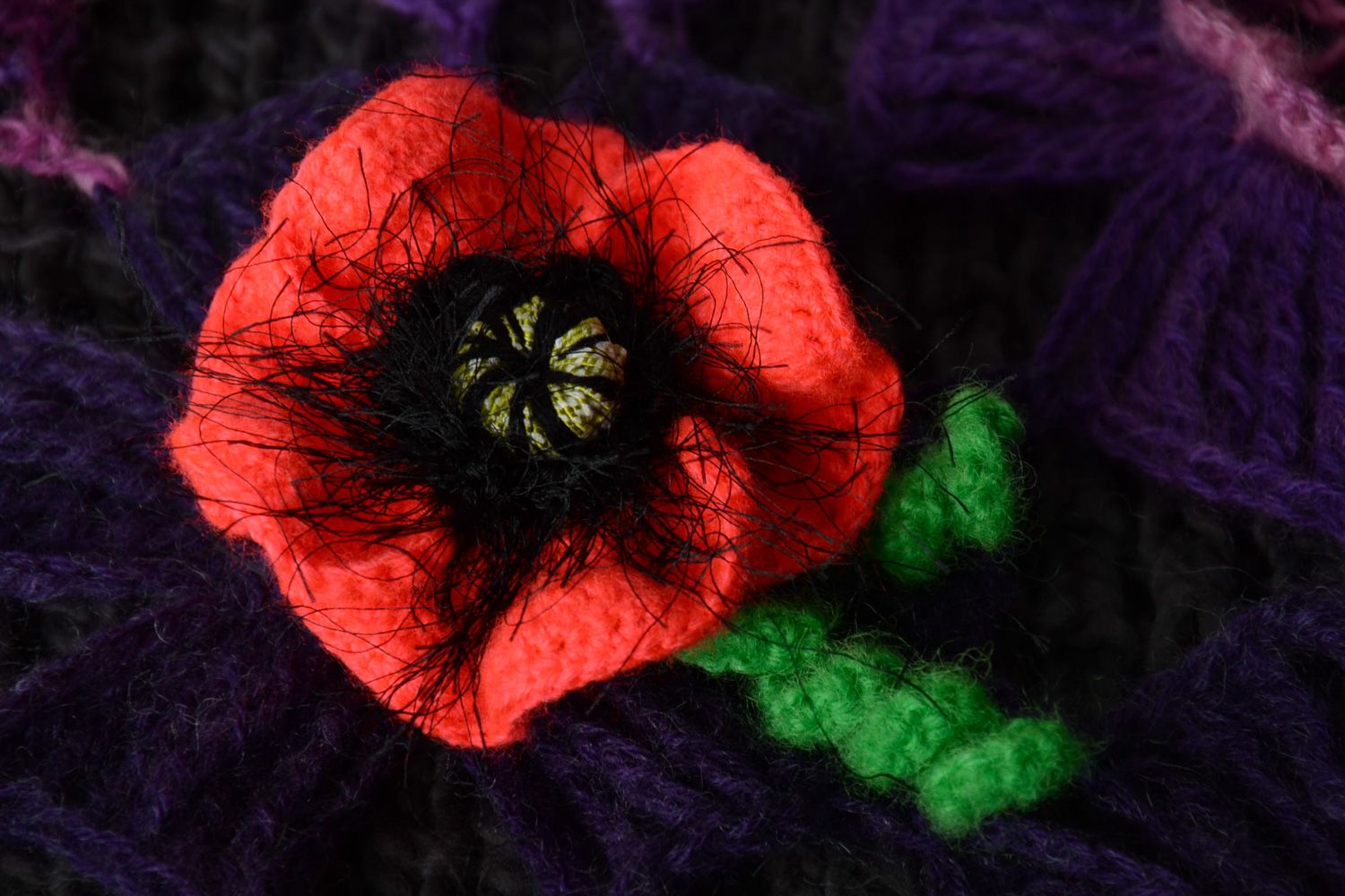 Homemade crochet flower hair tie Poppy photo 1