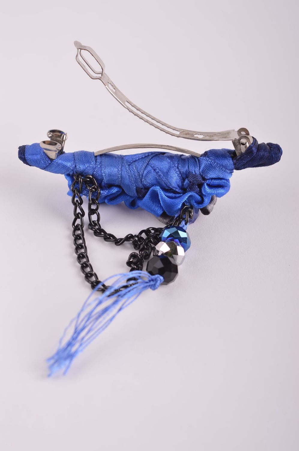 Handmade designer textile barrette beautiful elegant hair clip female accessory photo 4