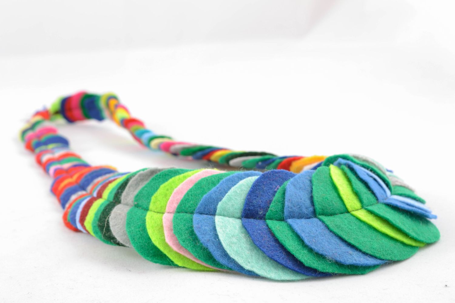 Unusual handmade felt necklace Rainbow photo 4