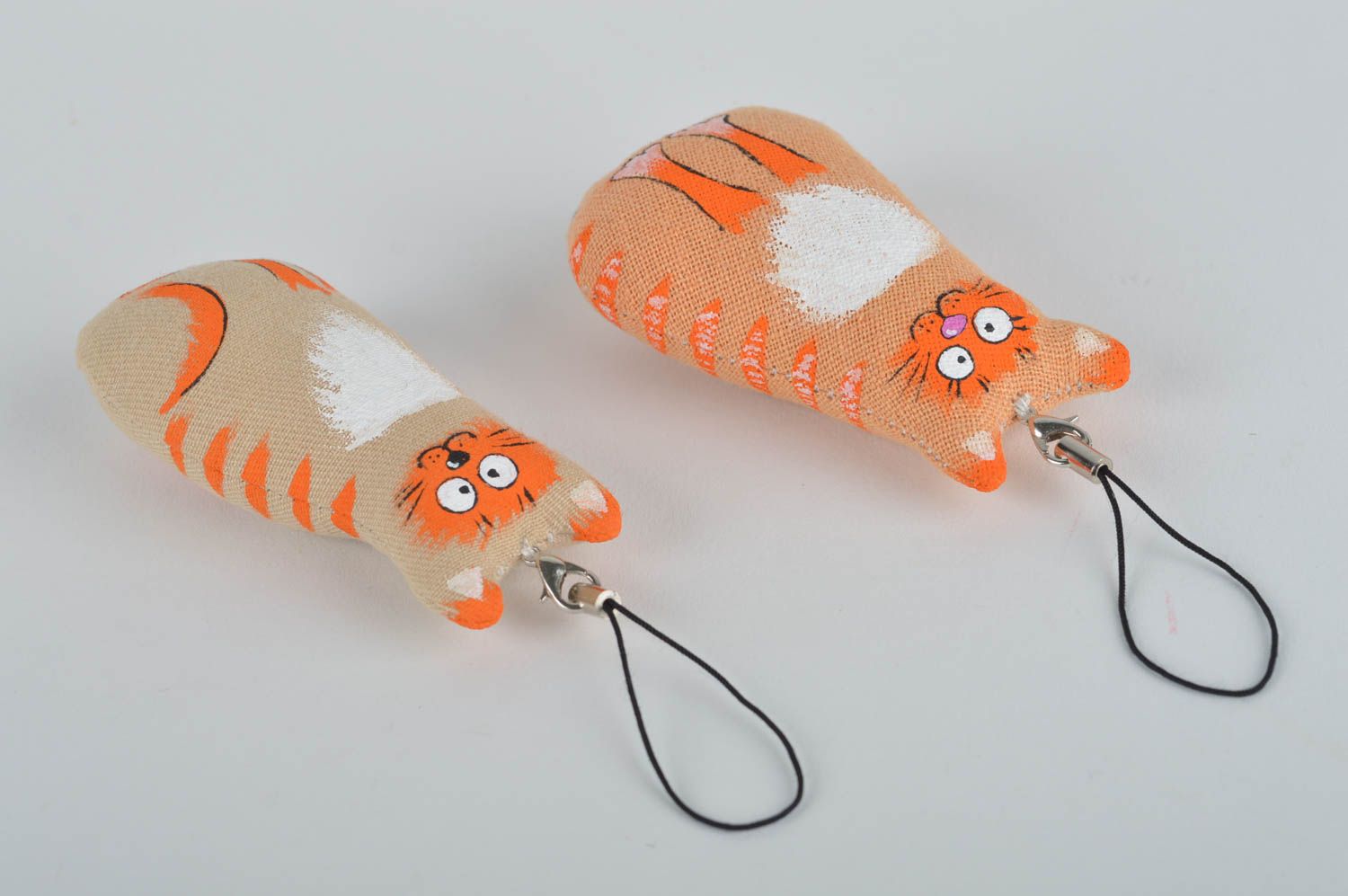 Брелки для ключей подарки ручной работы брелки-игрушки рыжие кот и кошка фото 3
