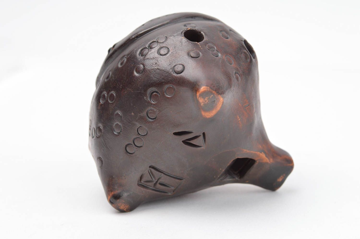 Silbato de barro hecho a mano figura de cerámica rana souvenir original foto 4