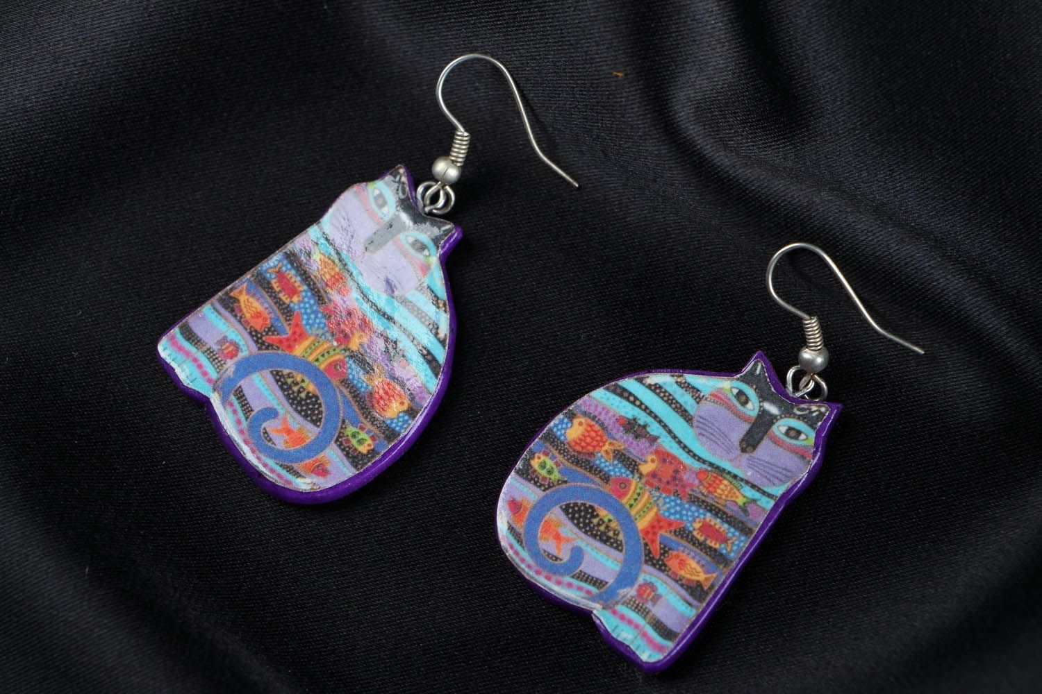 Earrings made of polymer clay Cheerful Cats photo 1