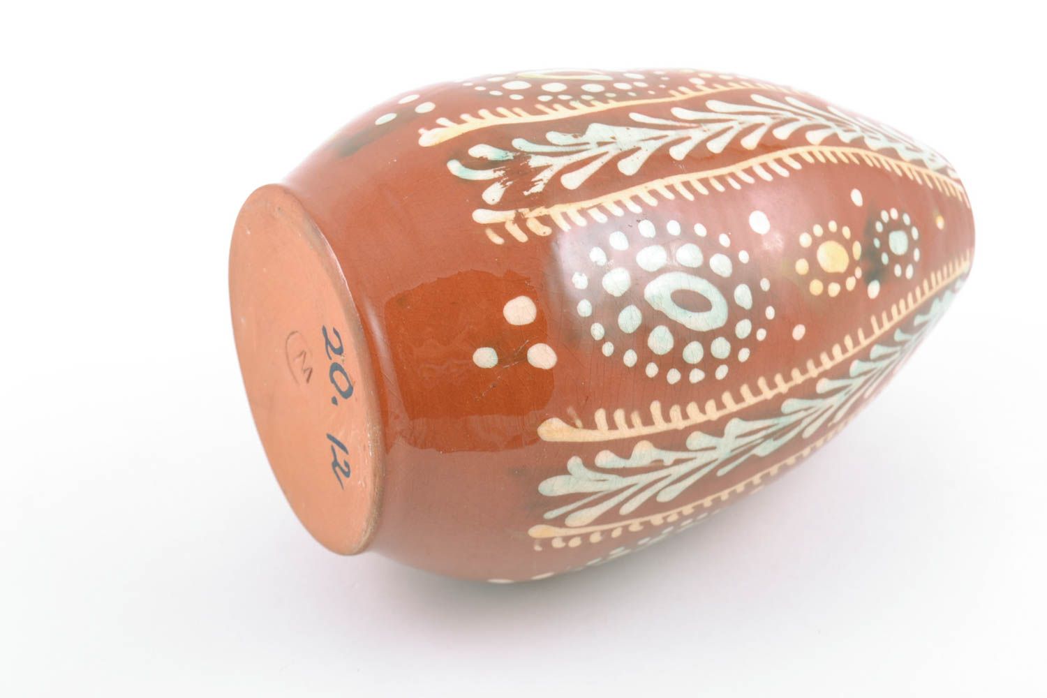 Schöne kleine dekorative Vase aus Ton mit Bemalung im Ethno Style handmade  foto 5