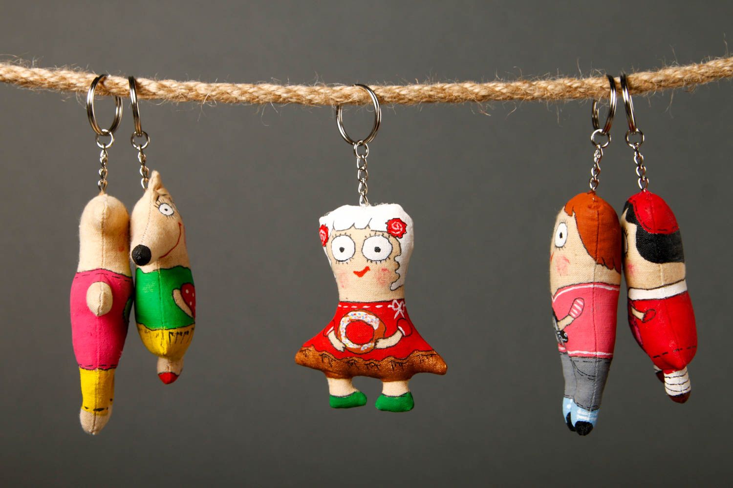 Unusual handmade fabric keychain cool keyrings handmade accessories for kids photo 1