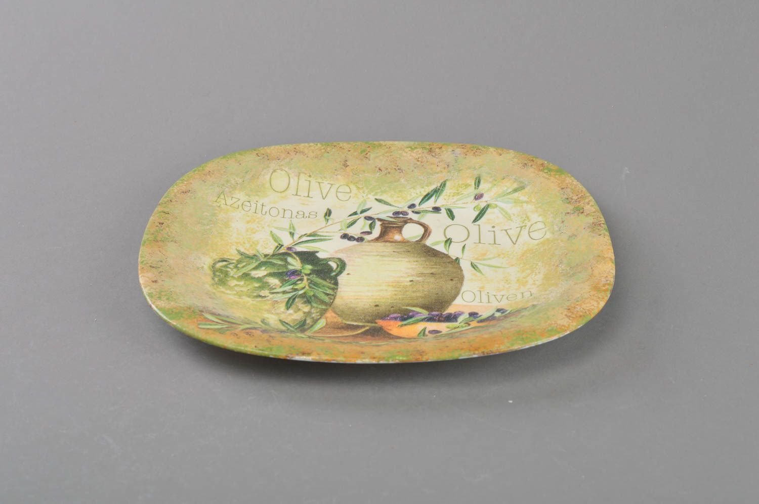 Стеклянная тарелка в технике декупаж ручной работы для декора дома Кувшины фото 2