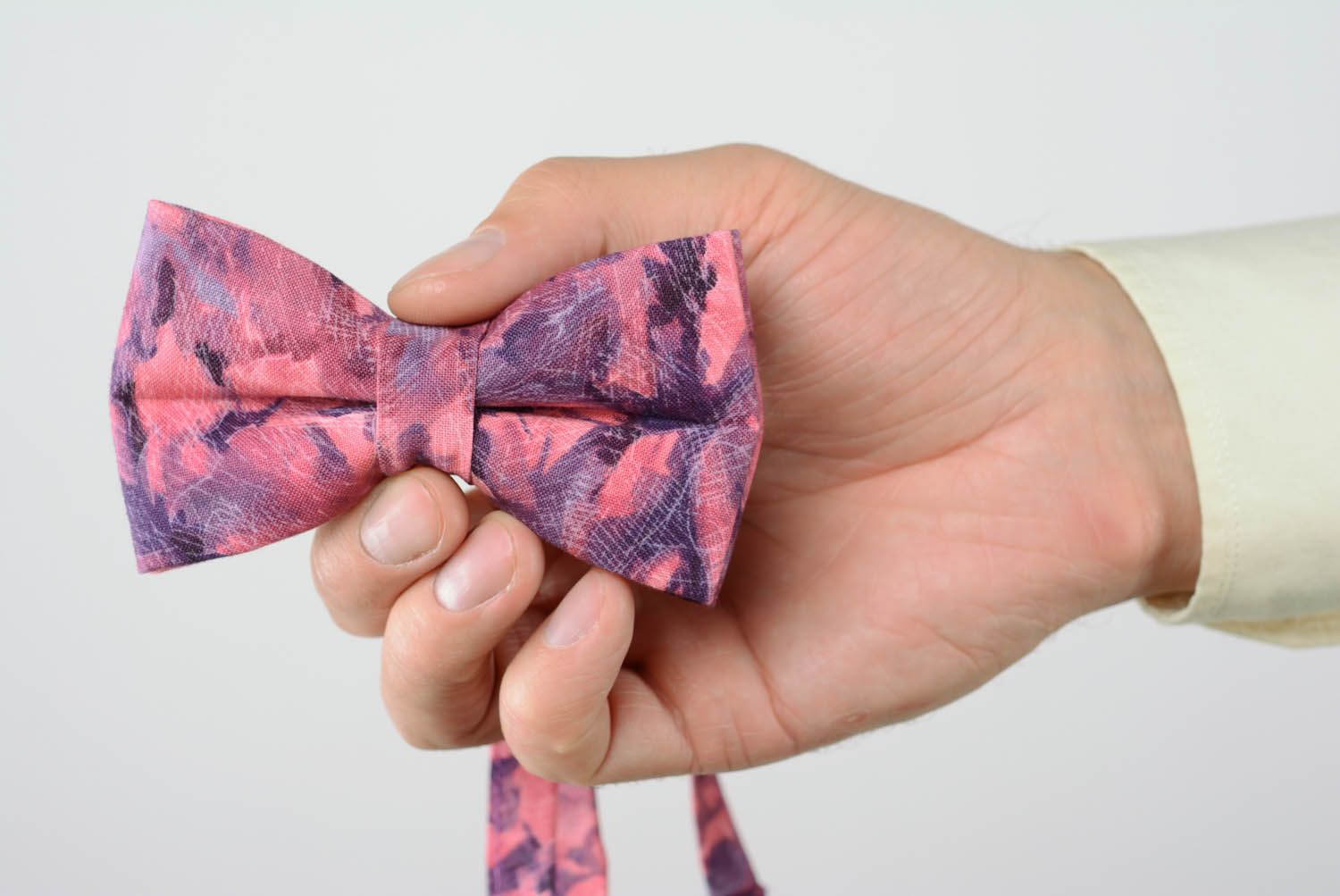 Gravata-borboleta feita à mão mármore cor de rosa foto 5
