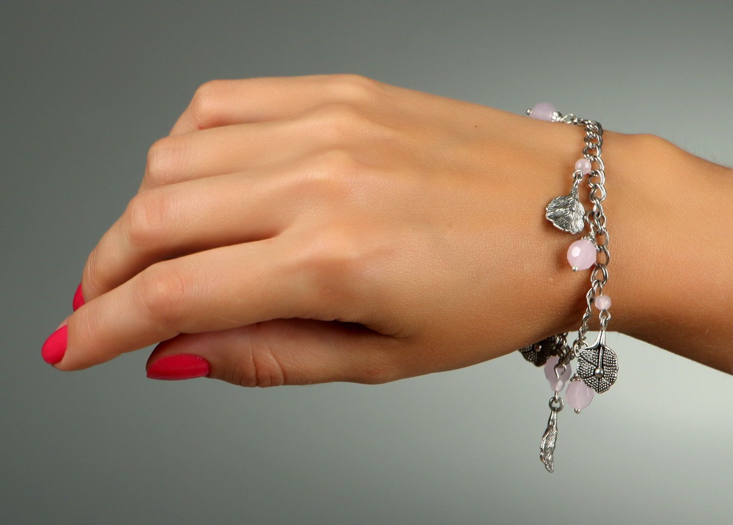 Bracelet with pink quartz photo 4