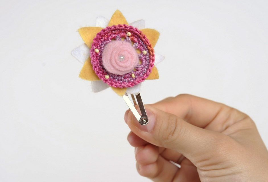 Bunte Haarspange mit Blume Rosa Blume foto 3
