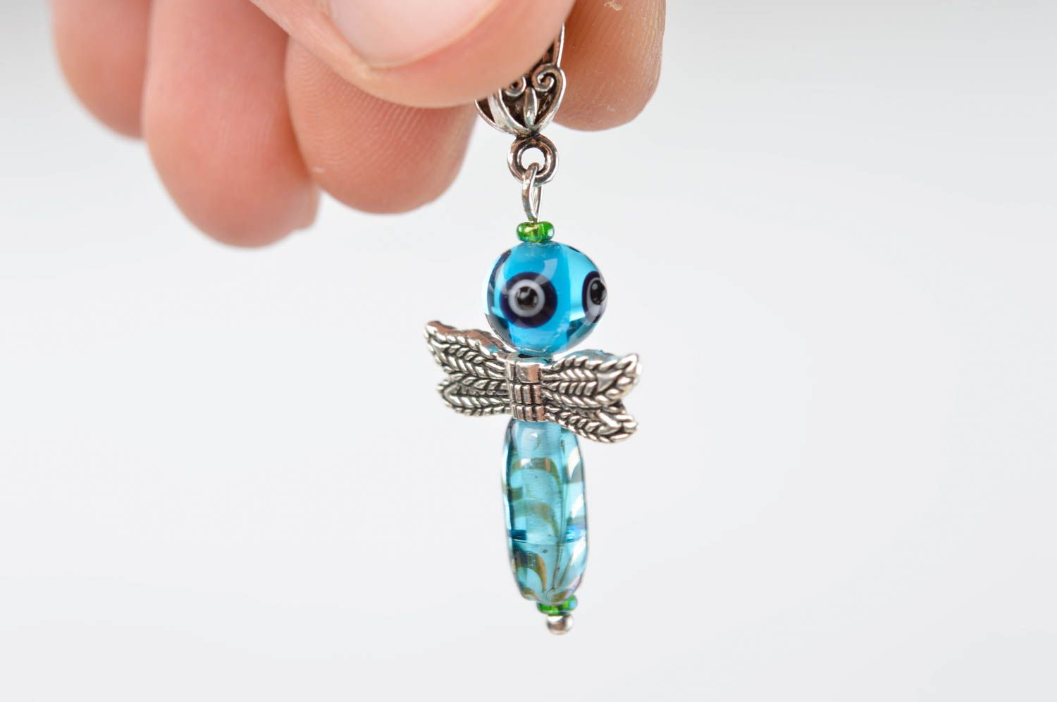 Handmade pendant women necklace glass pendant dragonfly lampwork pendant   photo 5