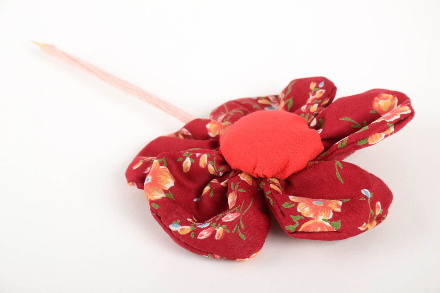 Handmade grelle rote Deko Blume Wohn Accessoire künstliche Blume aus Stoff  foto 5