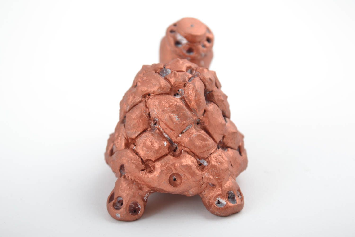 Handmade Dekofigur Schildkröte Figur aus Ton Geschenk Idee aus rotem Ton foto 4