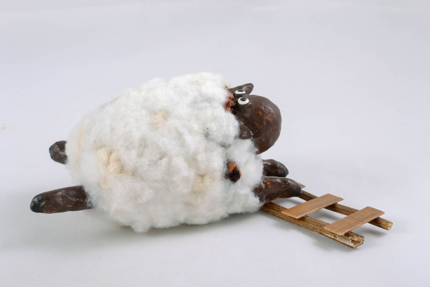 Papier mache statuette with wool Sheep photo 4