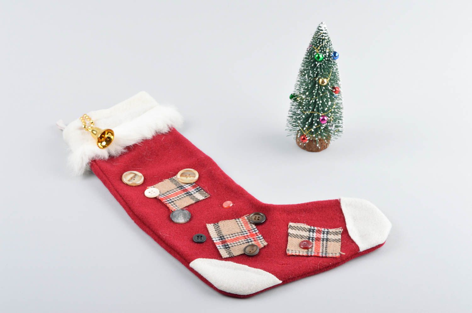 Socke zu Weihnachten handmade Deko Tannenbaum Schmuck Weihnachten Deko rot weiß foto 2