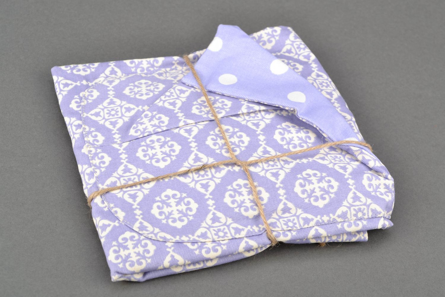 Фартук для кухни из ткани с орнаментом фиолетовый фото 4