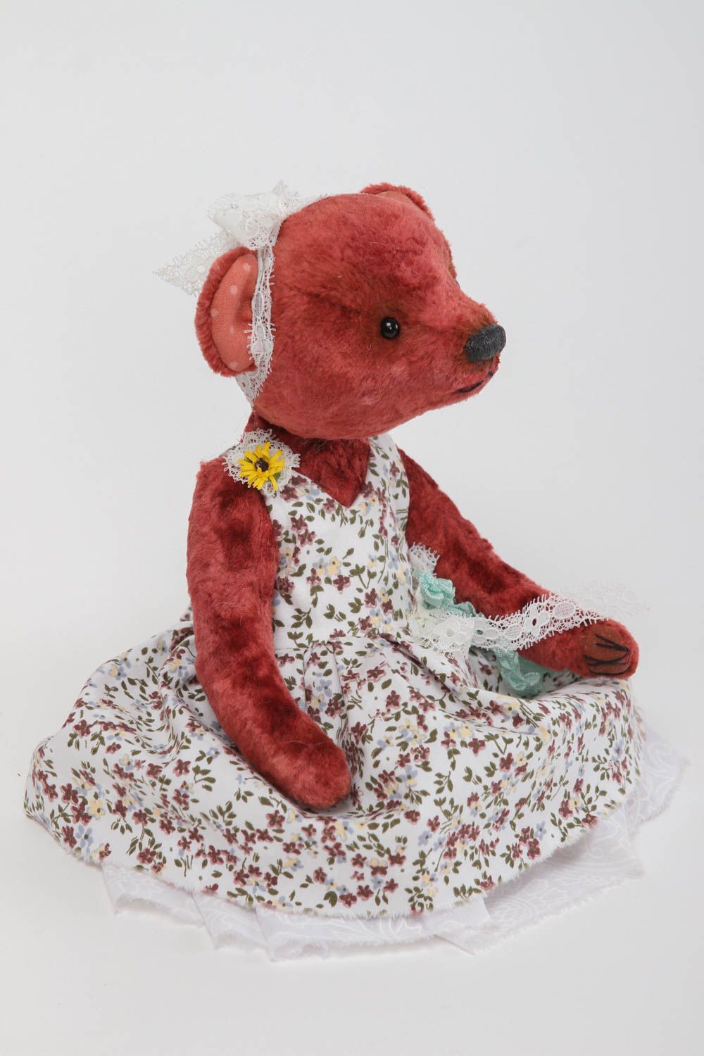 Handmade designer present unusual plush cute toy vintage soft bear for kids photo 2