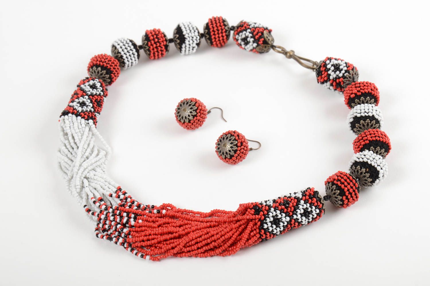 Conjunto de bisutería artesanal collar y pendientes étnicos accesorios de mujer foto 4