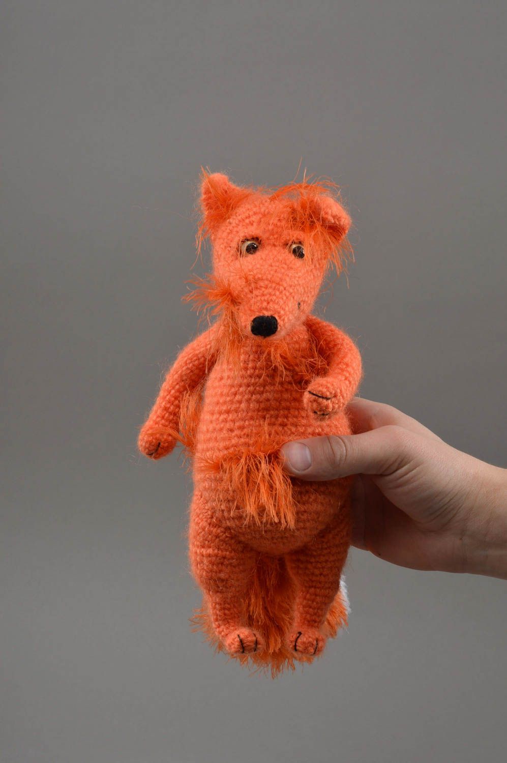 Petit jouet mou tricoté fait main en forme de renard décoration maison photo 4