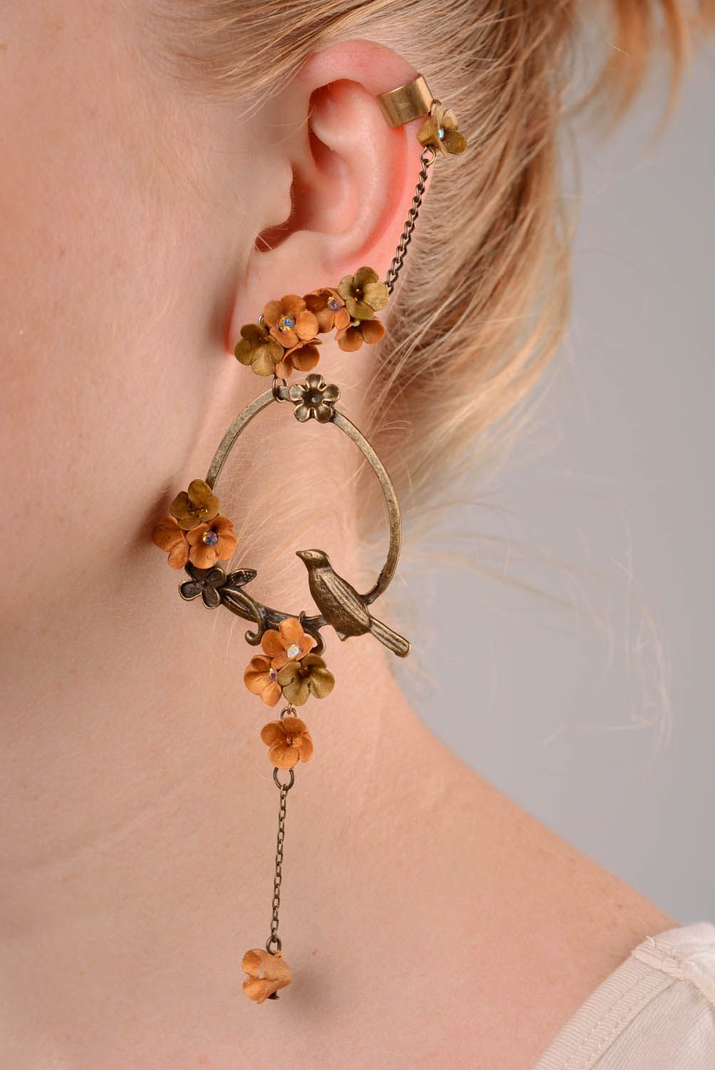 Handmade cuff earrings Autumn Song photo 3