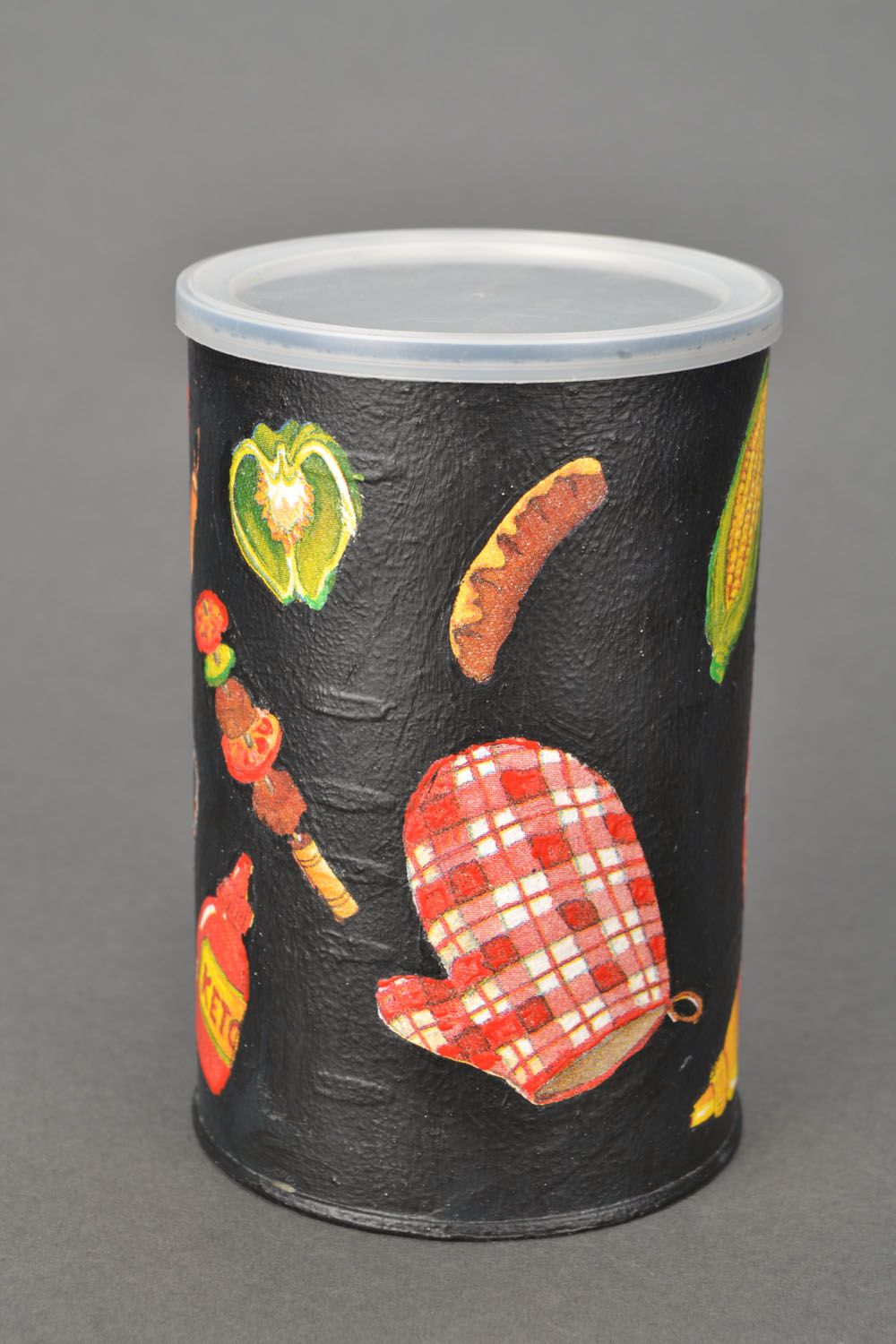 15 oz handmade decorative jar with a lid and grill design 0,15 lb photo 3