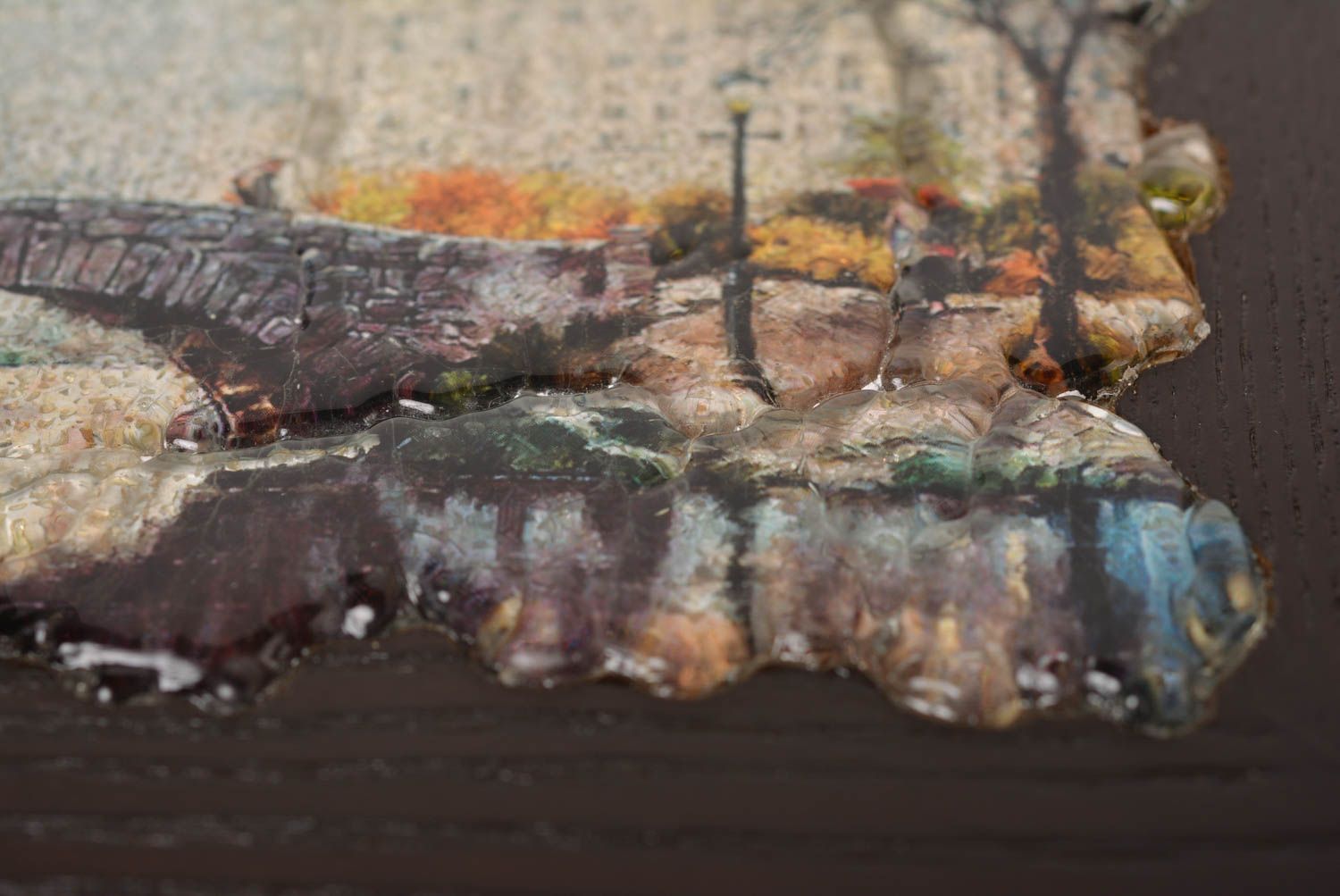 Панно на стену подарок ручной работы красивая картина из стекла Мост через реку фото 4