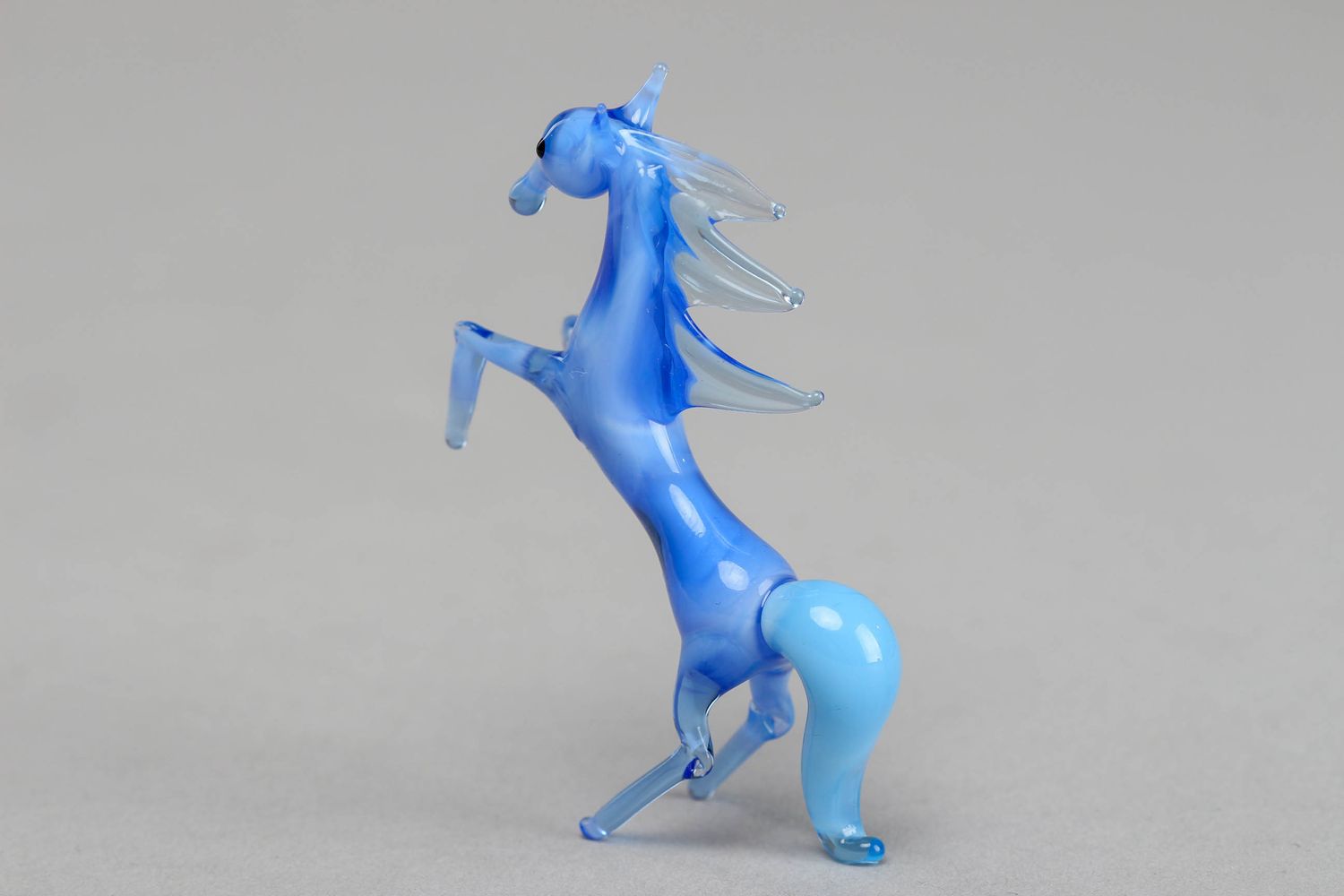 Лэмпворк фигурка из стекла Лошадь голубая фото 2