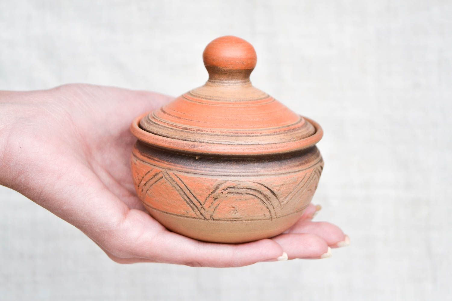 Salière originale faite main Pot à sel céramique marron Vaisselle artisanale photo 2
