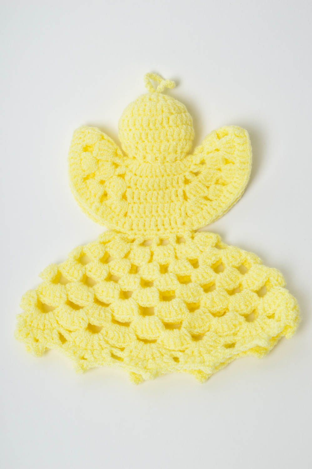 Handmade Deko Anhänger gelbes Spielzeug Engel Wohn Accessoire gehäkelt  foto 3