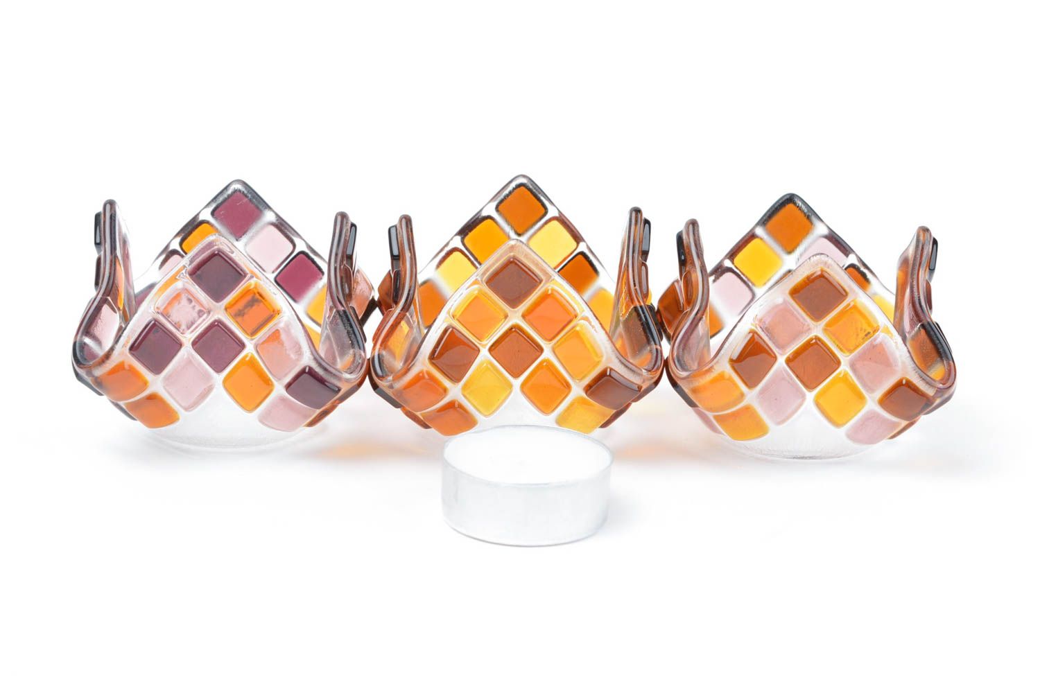 Teelichthalter aus Glas Kerzenständer aus Glas Haus Dekor handgemacht schön   foto 2