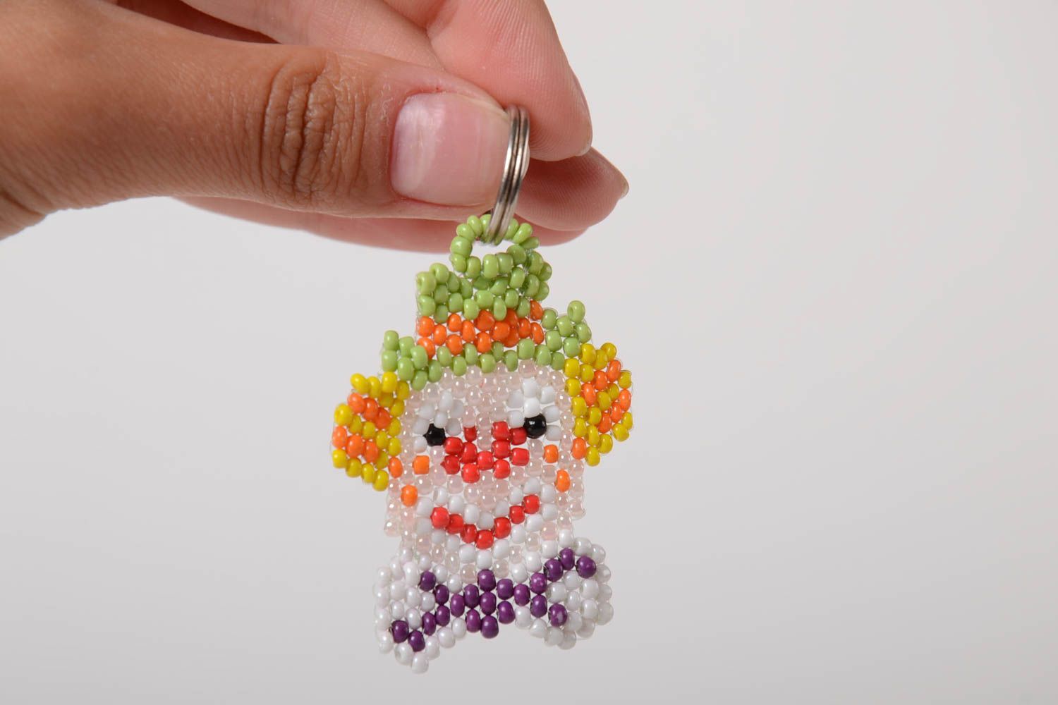 Clown Schlüsselanhänger aus Glasperlen bunt handgemacht originell klein  foto 2